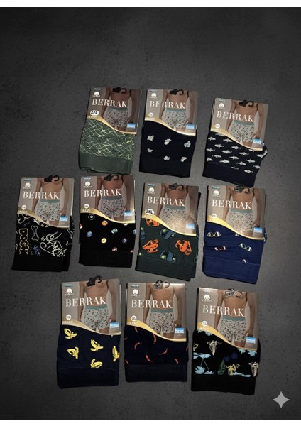 Erkek Karışık Renk ve Desenli Boxer 5'li Paket