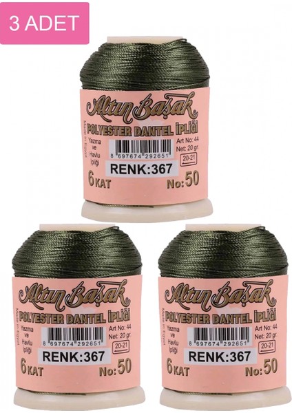 3 Adet Altınbaşak Oya ve Dantel Ipi 20 gr - - No: 367