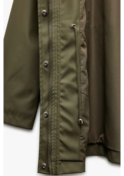 Kadın Cepli Beli Bağlamalı Uzun Kollu Fermuarlı Kapüşonlu Yağmurluk 6WAK00007EW indirimleri