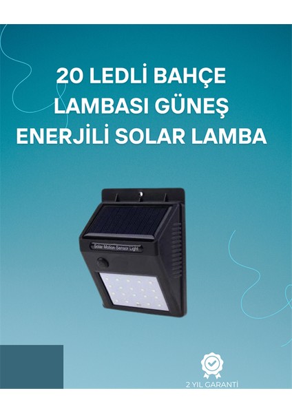 Hareket Sensörlü Solar Lamba | 120° Algılama Açısı, 3-4 Metre Mesafe, Suya Dayanıklı LED