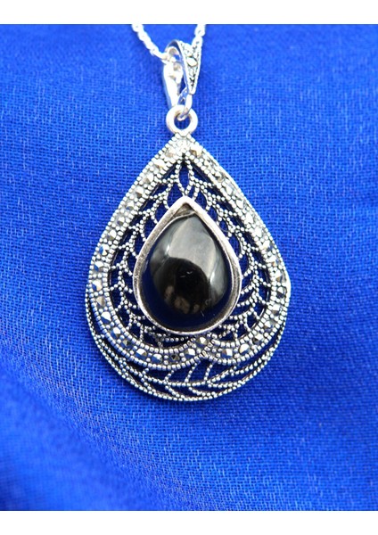 925 Ayar Kadın Oltu Taşı Kadın Kolye SK00092 fiyatları