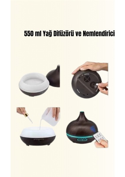 550 ml Ultrasonik Yağ Difüzörü ve Soğuk Buhar Nemlendirici modelleri