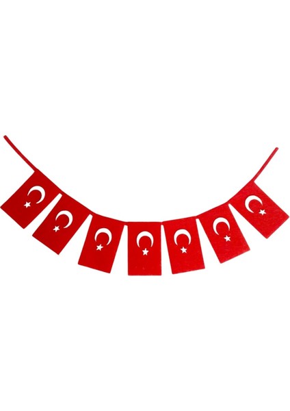 14X8 cm Diktdörtgen Keçe Türk Bayraklı Duvar Süslemesi | 29 Ekim Cumhuriyet Bayramı Pano ve Süsleme