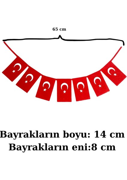 14X8 cm Diktdörtgen Keçe Türk Bayraklı Duvar Süslemesi | 29 Ekim Cumhuriyet Bayramı Pano ve Süsleme modelleri