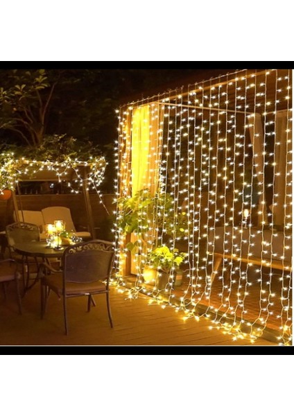 Perde LED Sarı Işık 3 x 3