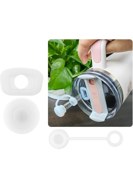 Quencher Uyumlu 3’lü Silikon Set – Sızdırmaz Tıpa, Pipet Koruyucu ve Taban Kılıfı