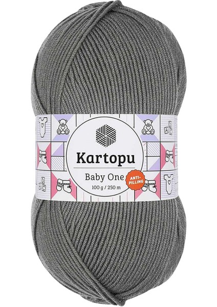 1 Adet Baby One Tüylenmeyen El Örgü Ipi Yünü Koyu Gri K1921