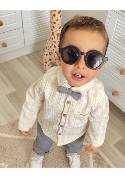 Gri Papyonlu Erkek Bebek Özel Gün Davet Düğün Bayramlık Takım modelleri