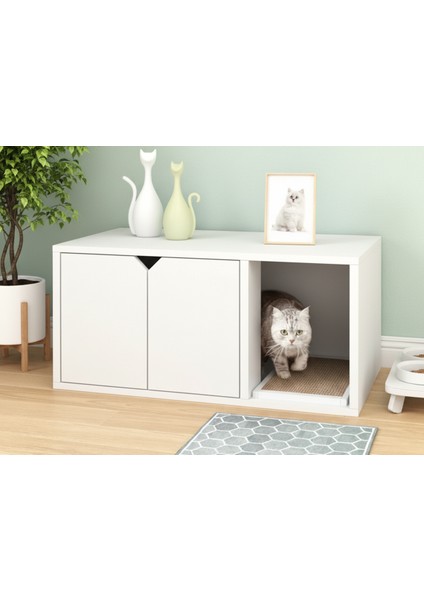 Purrfect Kedi Tuvaleti Mobilyası Beyaz fiyatları