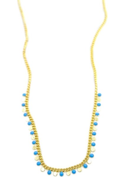 Turkuaz Pullu Kolye - Altın fiyatları