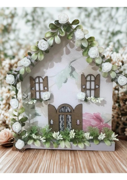 Dekoratif Çiçekli Ahşap Görünümlü Ev Süsü – 20X30 cm Masa Üstü ve Raf Dekoru modelleri