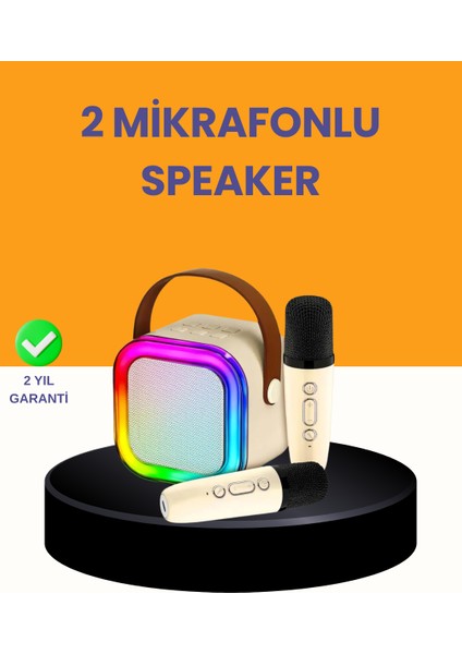Çift Mikrofonlu Kompakt Karaoke Hoparlör – Uzun Pil Ömrü
