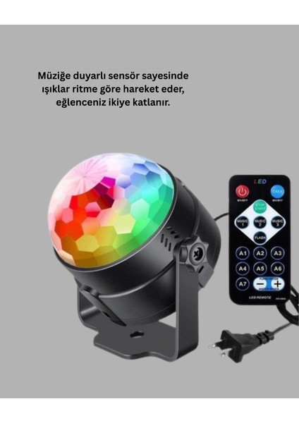 Rgb LED Disko Küresi 7 Modlu Uzaktan Kumandalı modelleri