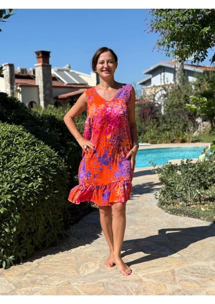 MLN16163 Viskon Alanya Elbise