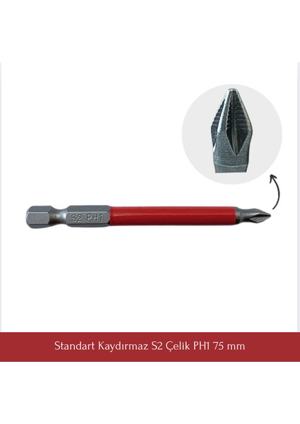 Vandor Anti Slip Bit Kaydırmaz Bits S2 Yüksek Kalite Çelik Ph1-75 ( 1 Adet )