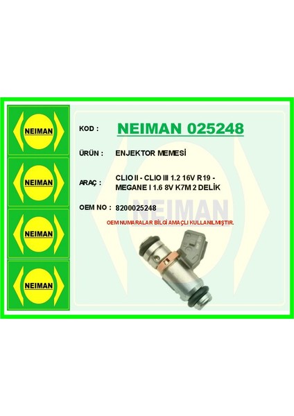 Enjektor Memesi Clıo Iı - Clıo Iıı 1.2 16V R19 - Megane I 1.6 8V K7M 2 Delik