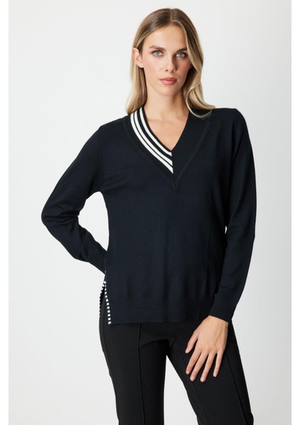 65378 Onteks V Yaka Yakası Ribanalı Kazak modelleri