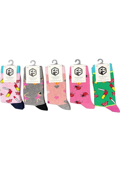 Kız Çocuk Renkli Desenli Günlük Pamuklu Dikişsiz Çorap fiyatları