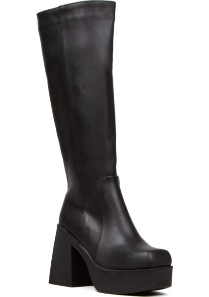 Siyah Cilt Yüksek Topuklu Çizme Mimyshoesfat modelleri