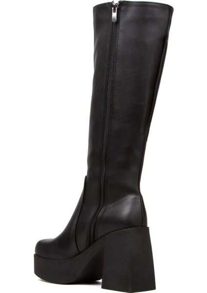 Siyah Cilt Yüksek Topuklu Çizme Mimyshoesfat fırsatları