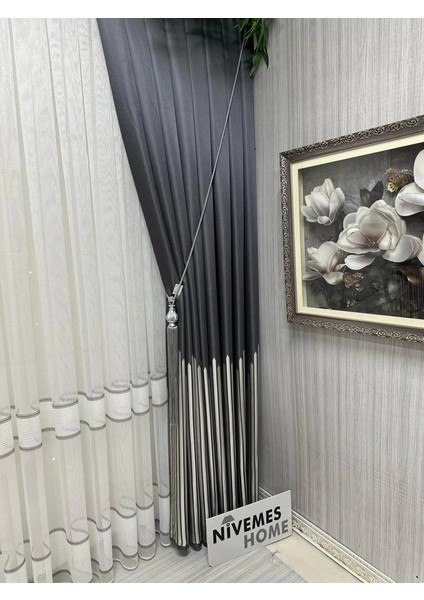 Nivemeshome Modern Zırh Görünümlü Ekru 1/3 Sık Pileli Tül Perde Apm fırsatları