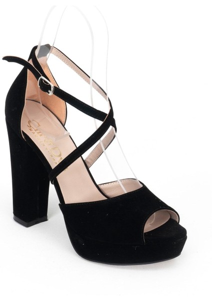 Siyah Süet Kadın Abiye Ayakkabı 2014E modelleri