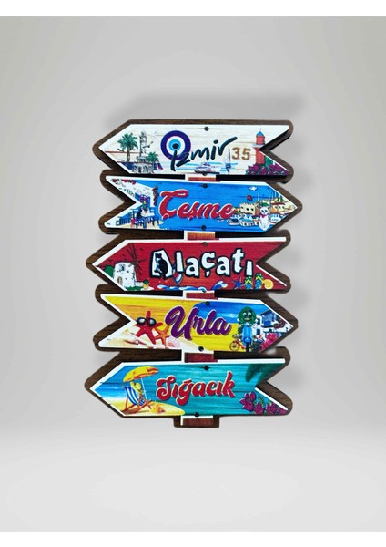 Izmir / Çeşme / Alaçatı / Urla / Sığacık Temalı Ahşap Magnet Buzdolabı Süsü