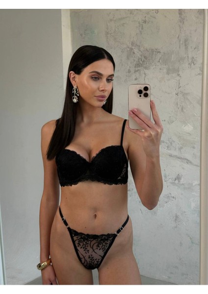 Siyah Dolgulu Kalpli Push Up Iç Çamaşırı Takımı fiyatları