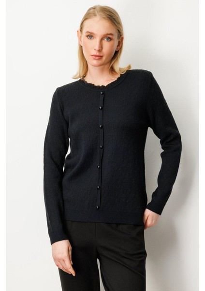 65368 Onteks Kazak Kendinden Desenli Önü Düğmeli