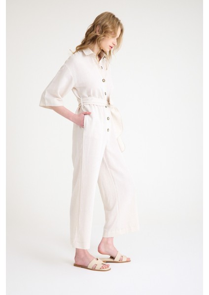 Keten Günlük Tulum Elbise