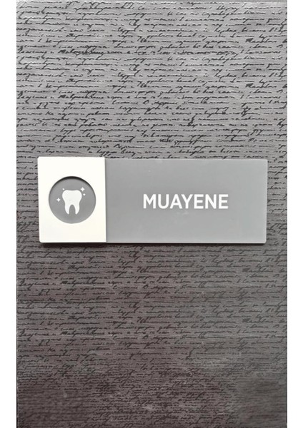 Muayene Doktor Hastahane Kapı Isimlik Yönlendirme Levhası Antrasit&beyaz Pleksi Kendinden Yapışkanlı
