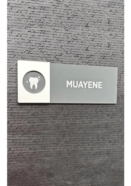 Muayene Doktor Hastahane Kapı Isimlik Yönlendirme Levhası Antrasit&beyaz Pleksi Kendinden Yapışkanlı modelleri