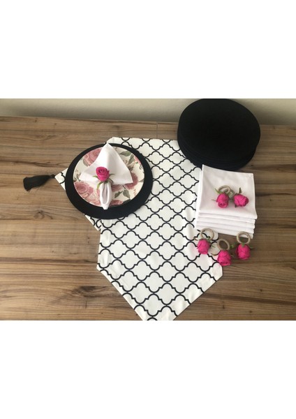 Sofra Sunum Seti Beyaz Moroccan Desenli Takım