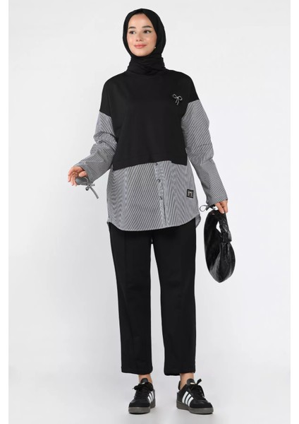 Bel Lastikli Çimalı Pantolon Taş Işlemeli Tunik Tesettür Ikili Takım P-00018531 fiyatları