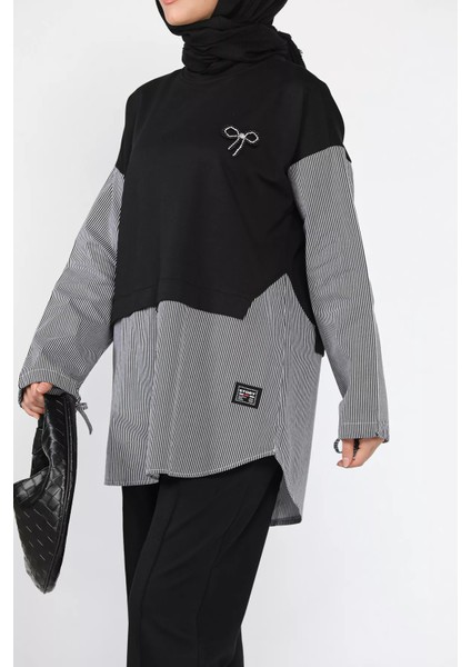 Bel Lastikli Çimalı Pantolon Taş Işlemeli Tunik Tesettür Ikili Takım P-00018531 modelleri