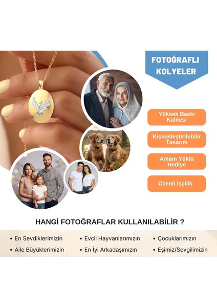 Fotoğraflı Açılabilir Anka Kuşu Altın Kaplama Gümüş Kolye indirimleri