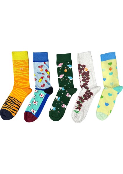 Kadın Renkli Desenli Pamuklu Çorap