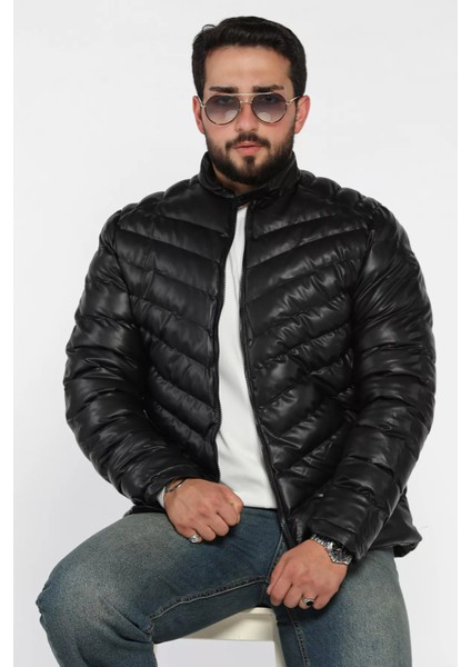 Erkek Astarlı Fermuarlı Deri Mont P-00018465