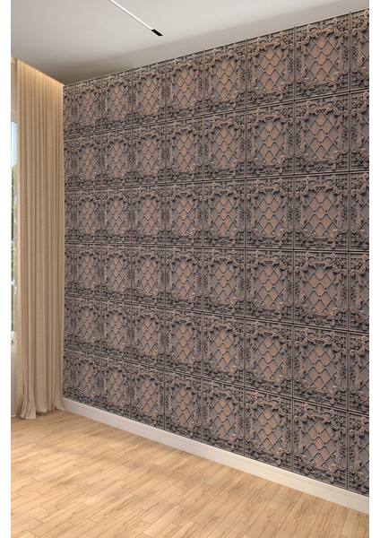 Bronz Siyah Eskitme Klasik Panjur Desenli Tek Parça Tekstil Duvar Kağıdı fiyatları