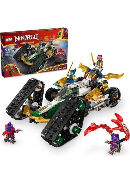 Ninja Ekibi Kombo Araç 71820, 9 Yaş ve Üzeri Için Planör, Yarış Arabası ve 2 Motosiklet Içeren 4’ü 1 Arada Yaratıcı Oyuncak Yapım Seti (576 Parça)