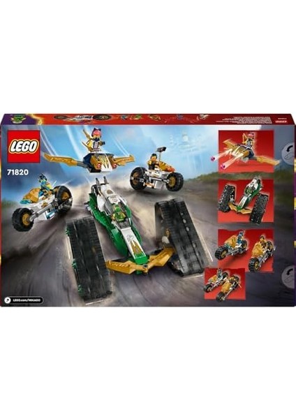 Ninja Ekibi Kombo Araç 71820, 9 Yaş ve Üzeri Için Planör, Yarış Arabası ve 2 Motosiklet Içeren 4’ü 1 Arada Yaratıcı Oyuncak Yapım Seti (576 Parça) modelleri