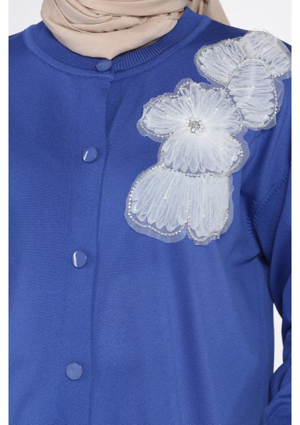 Çiçek Figürlü Ön Düğmeli Tesettür Triko Hırka (S-M-L-Xl Beden Uyumludur.) P-00018076 fırsatları