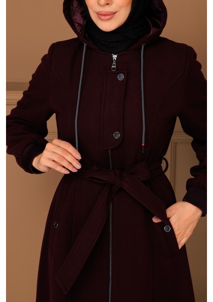 Kışlık Kadın Kaşe Pardesü Kapşonlu 58008 fiyatları