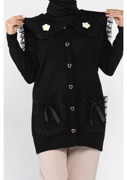 Papatya Figürlü Fistolu Tesettür Triko Hırka (S-M-L Beden Uyumludur.) P-00018075 fiyatları