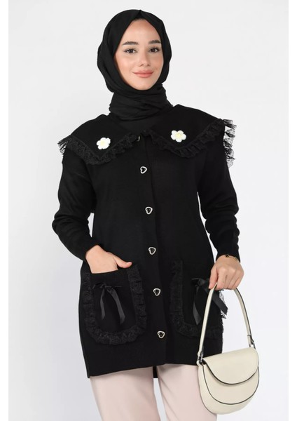 Papatya Figürlü Fistolu Tesettür Triko Hırka (S-M-L Beden Uyumludur.) P-00018075 modelleri