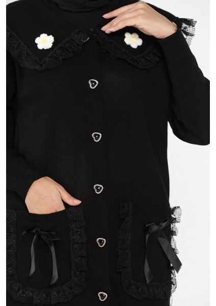 Papatya Figürlü Fistolu Tesettür Triko Hırka (S-M-L Beden Uyumludur.) P-00018075 indirimleri