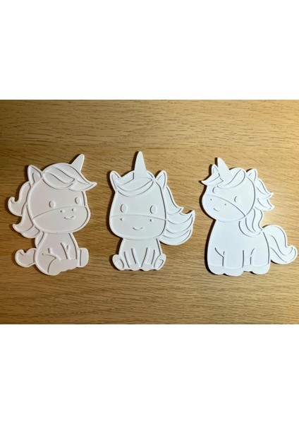 Unicorn Boyama Kiti | 3’lü Set | Boyasız Standlı Unicorn Figürleri