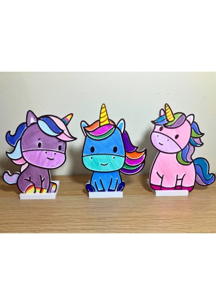 Unicorn Boyama Kiti | 3’lü Set | Boyasız Standlı Unicorn Figürleri fiyatları