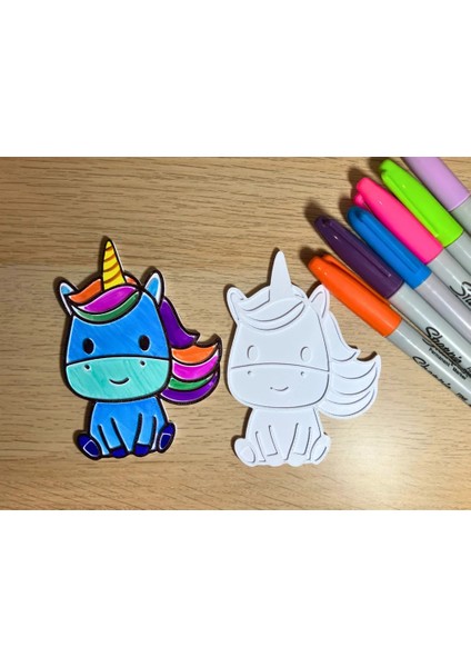 Unicorn Boyama Kiti | 3’lü Set | Boyasız Standlı Unicorn Figürleri modelleri