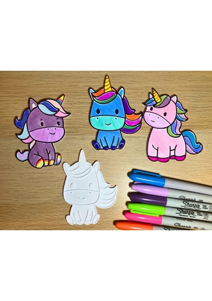 Unicorn Boyama Kiti | 3’lü Set | Boyasız Standlı Unicorn Figürleri fırsatları